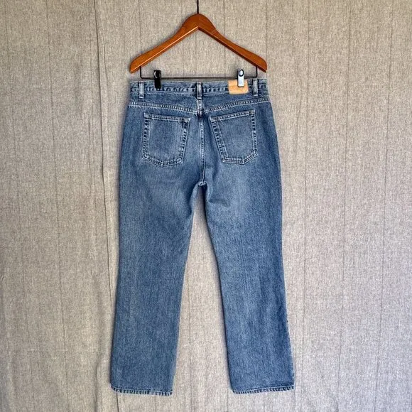 J. Crew Vintage Medium Blue 100% Cotton Button Fly Straight Leg Jeans Size 10