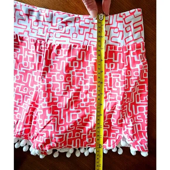 J McLaughlin Pink and White Geometric Pom Pom Shorts, Sz S, The Avila
