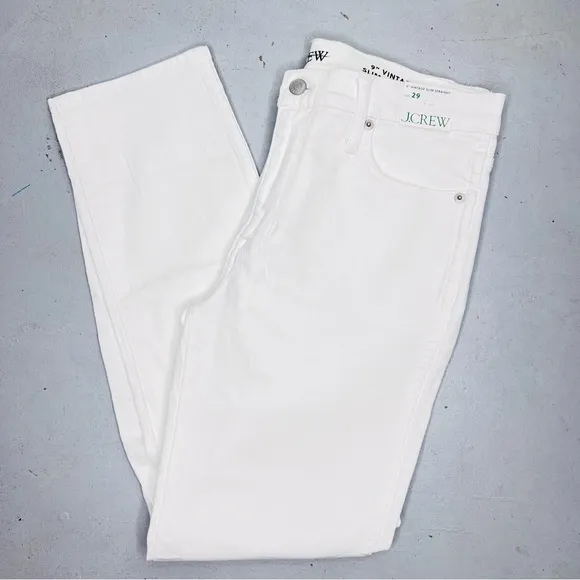 J.Crew 9” Vintage Slim-Straight Mid-Rise White Demin Jeans Size 29
