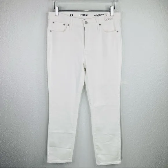 J.Crew 9” Vintage Slim-Straight Mid-Rise White Demin Jeans Size 29