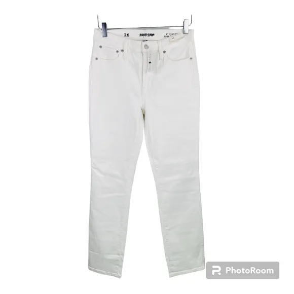 J.Crew 9” Vintage Slim-Straight Mid-Rise White Denim Jeans Size 26
