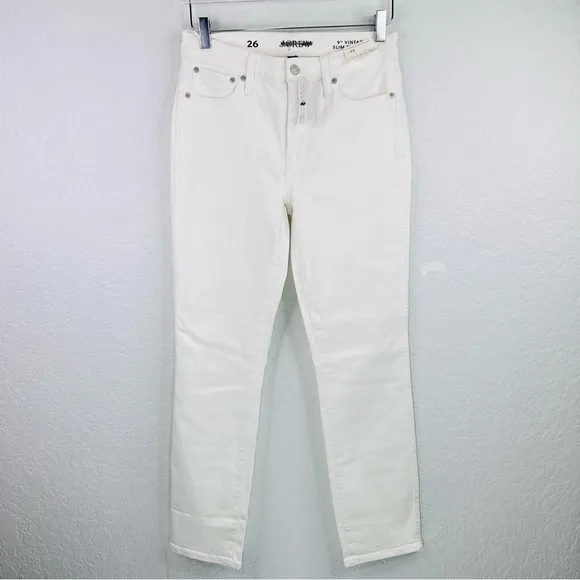 J.Crew 9” Vintage Slim-Straight Mid-Rise White Denim Jeans Size 26