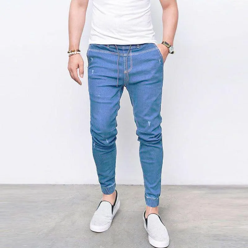 Jean décontracté à taille élastique vintage