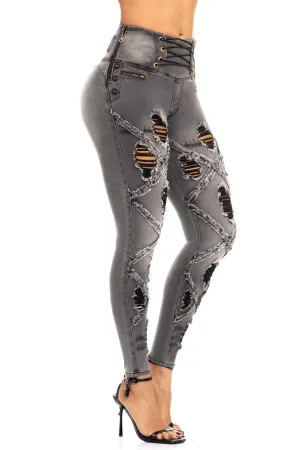 JEANS COLOMBIANOS PUSH UP GRIS 6916