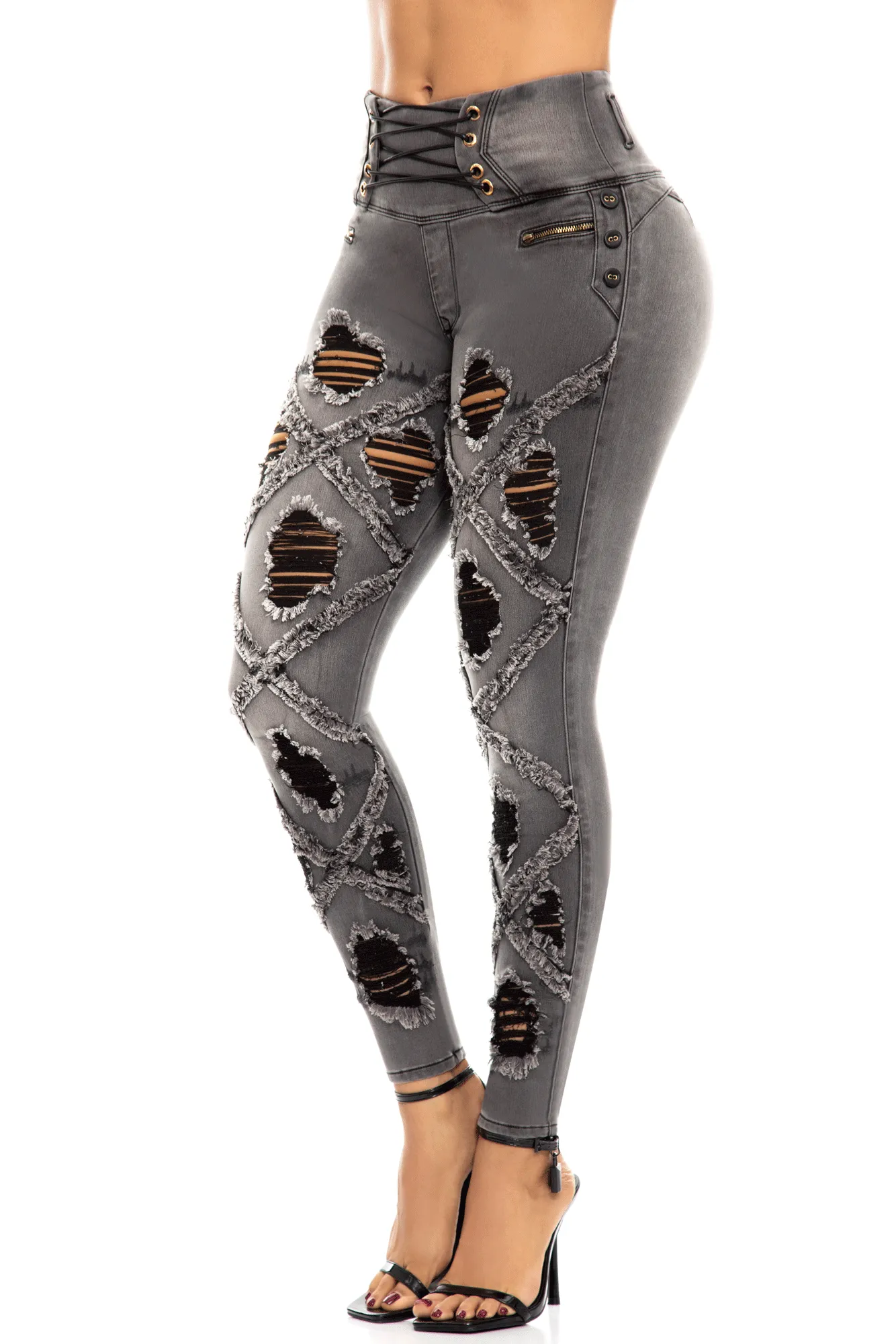 JEANS COLOMBIANOS PUSH UP GRIS 6916