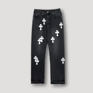 Jeans Met Kruizen - Straight Leg - Denim Y2K Jeans