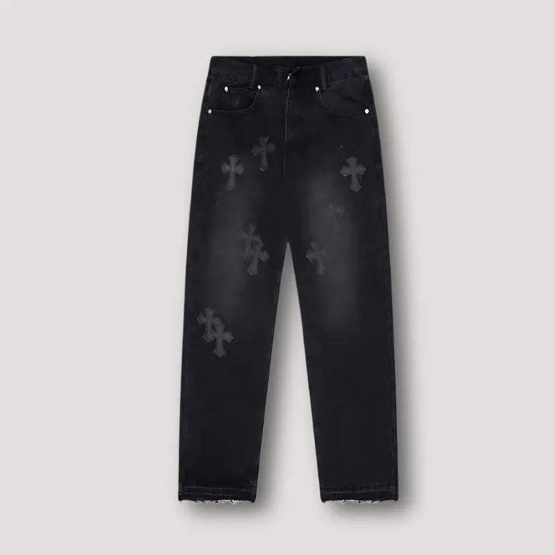 Jeans Met Kruizen - Straight Leg - Denim Y2K Jeans