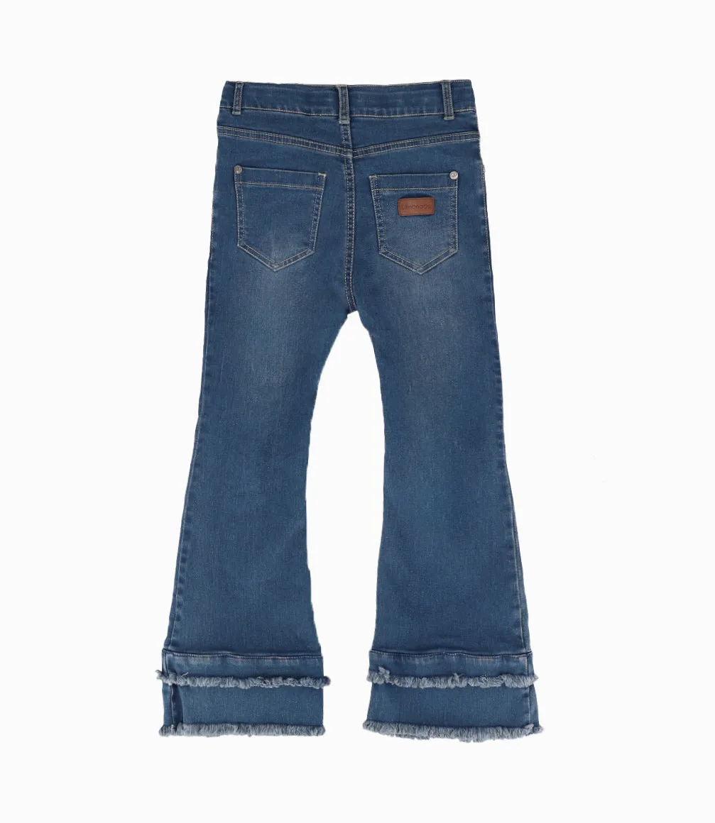Jeans Niña Con Plumas Y Brillos