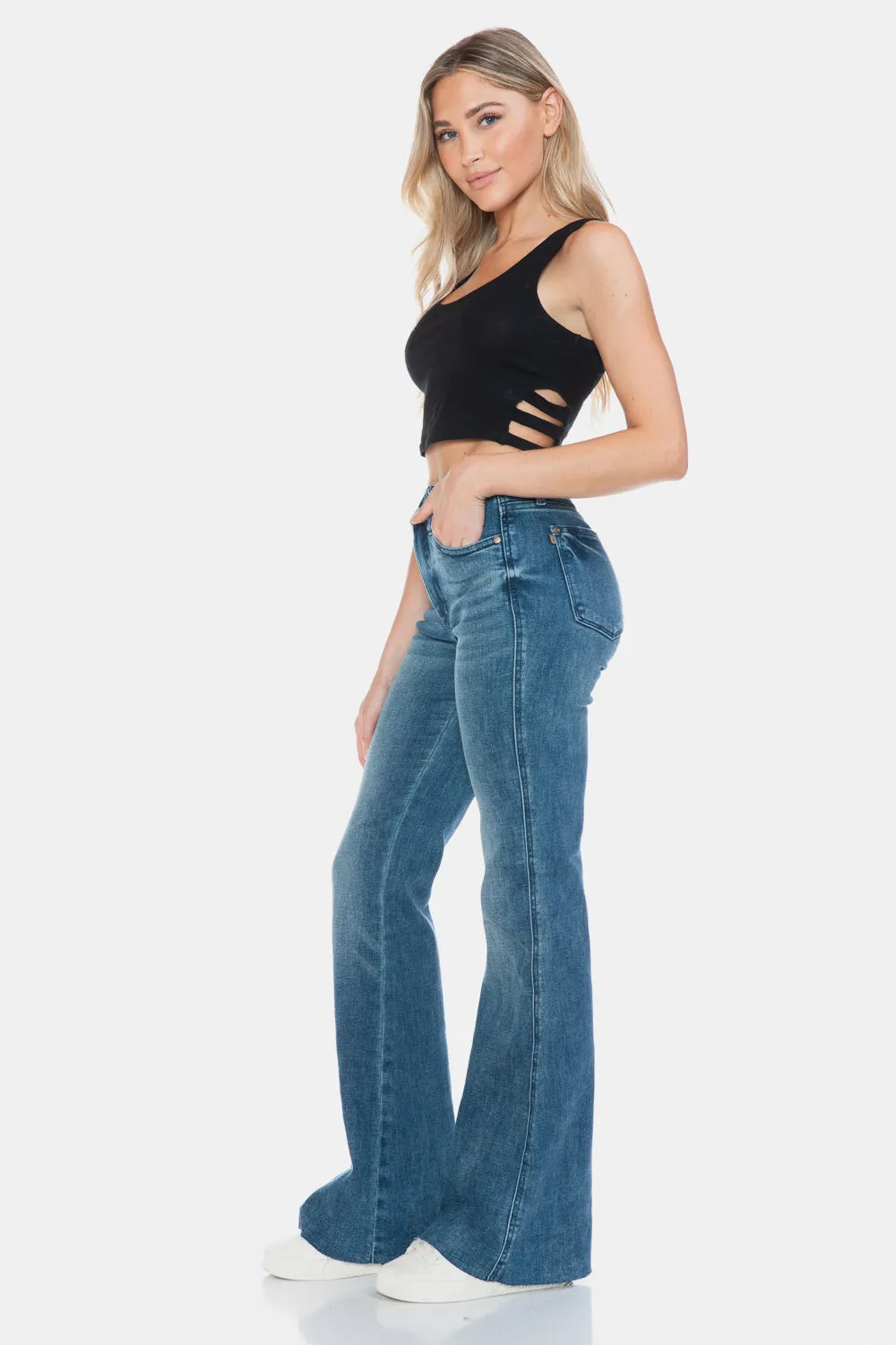 Judy Blue Cut Hem Flare Jeans *TUMMY CONTROL*
