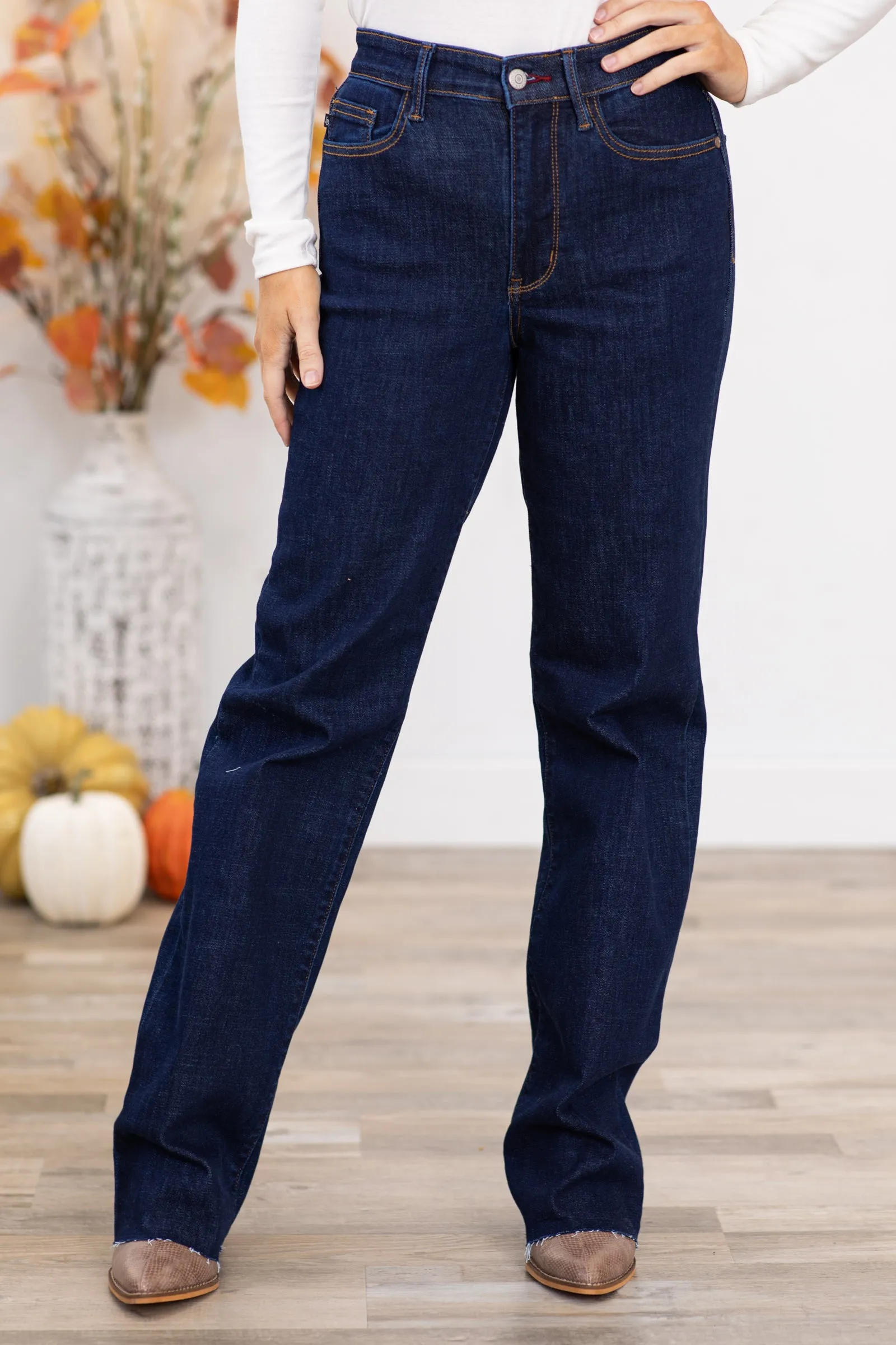 Judy Blue Dark Vintage Wash Straight Leg Jeans