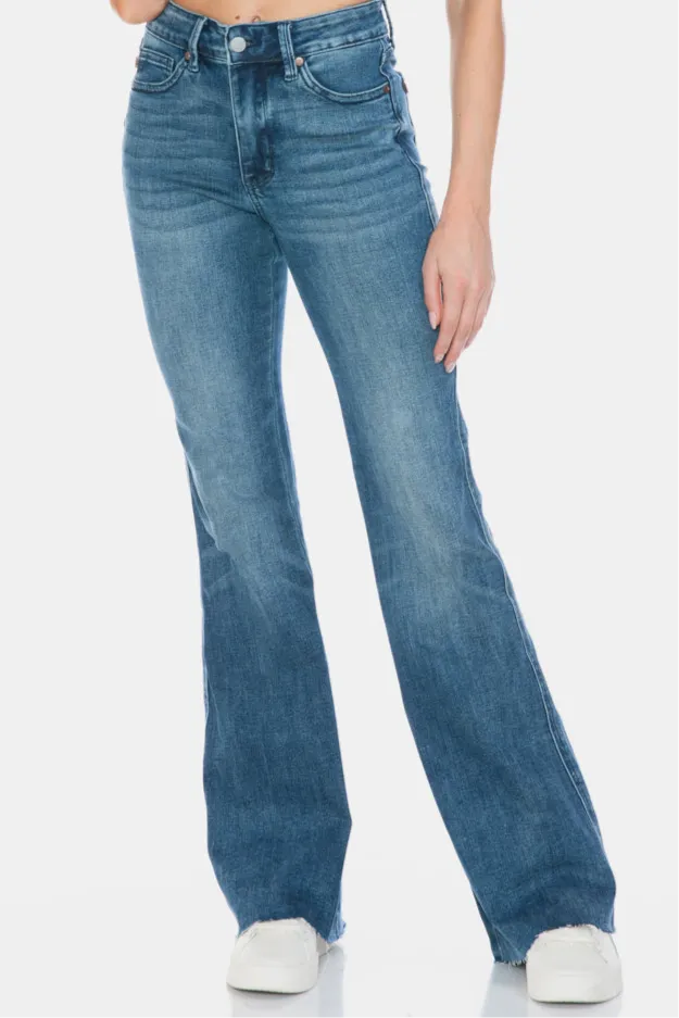 Judy Blue Tummy Control Cut Hem Flare Jeans