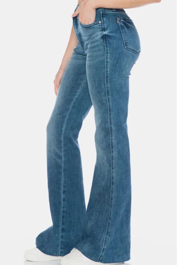 Judy Blue Tummy Control Cut Hem Flare Jeans