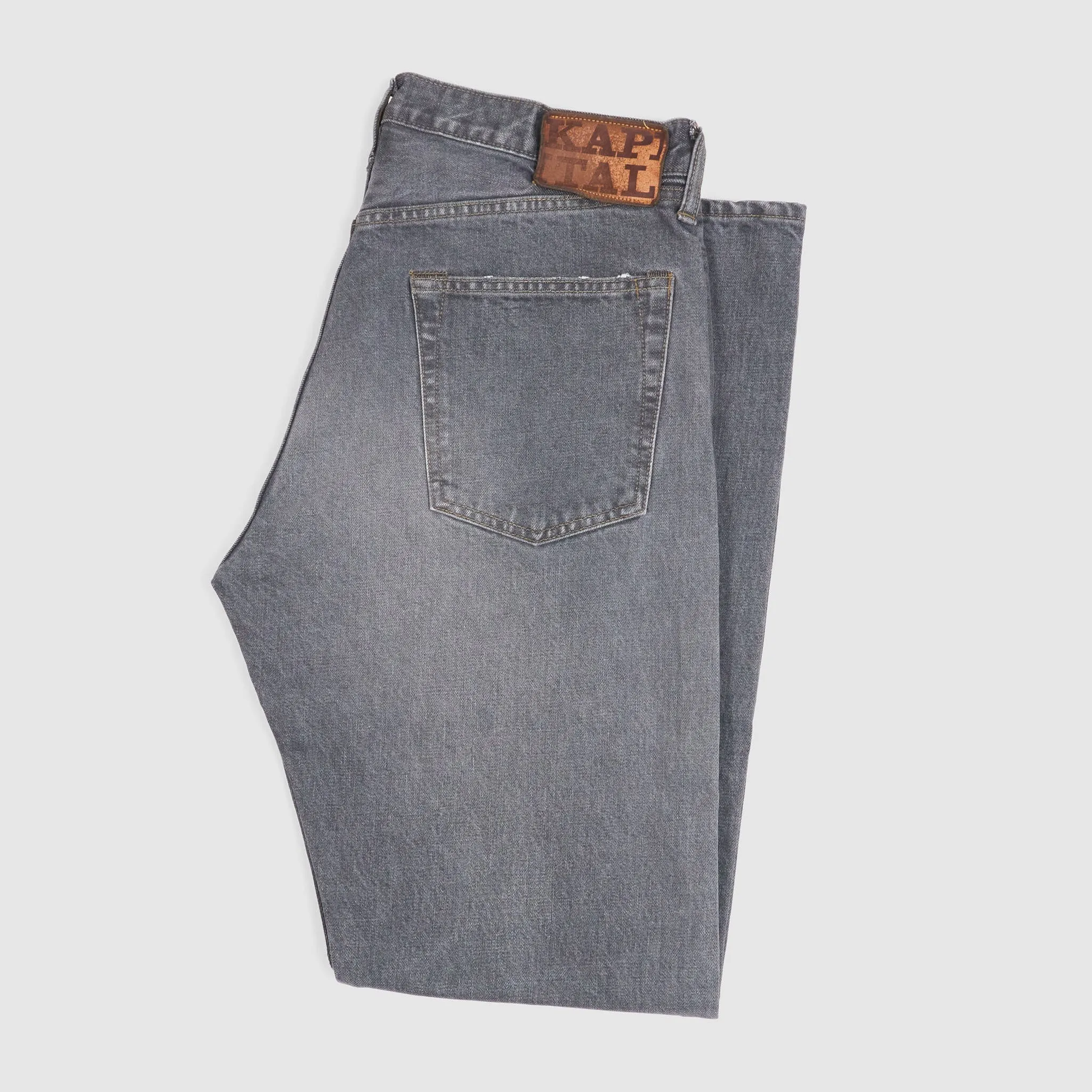 Kapital 5-Pocket Black Hard Washed Denim Jeans