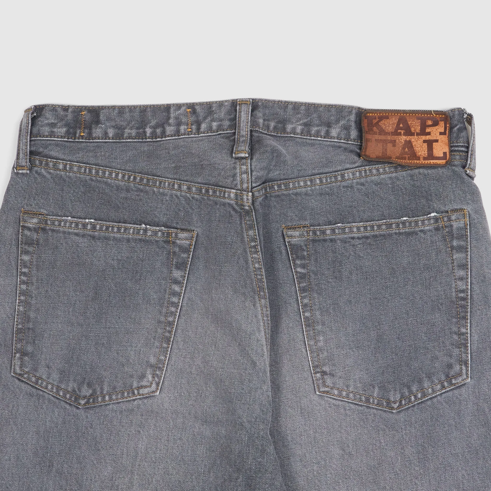 Kapital 5-Pocket Black Hard Washed Denim Jeans