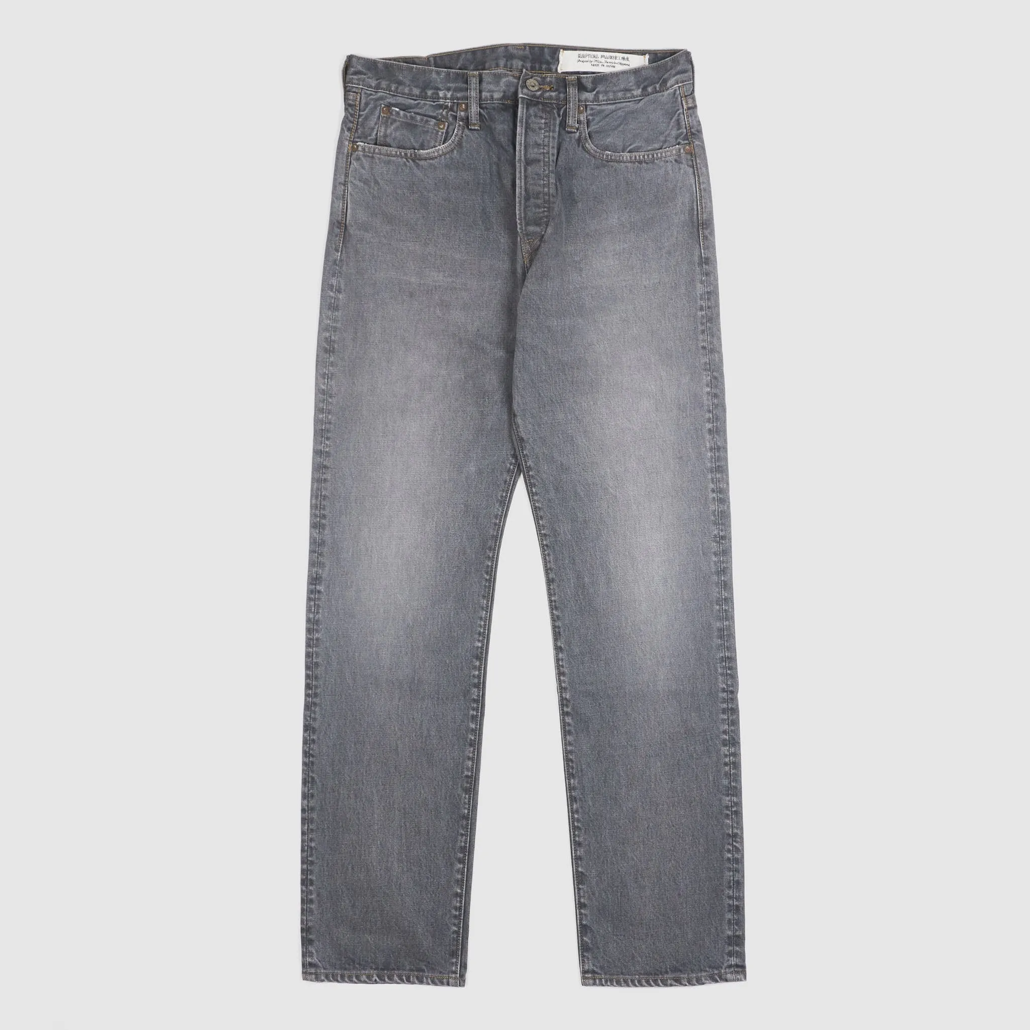 Kapital 5-Pocket Black Hard Washed Denim Jeans