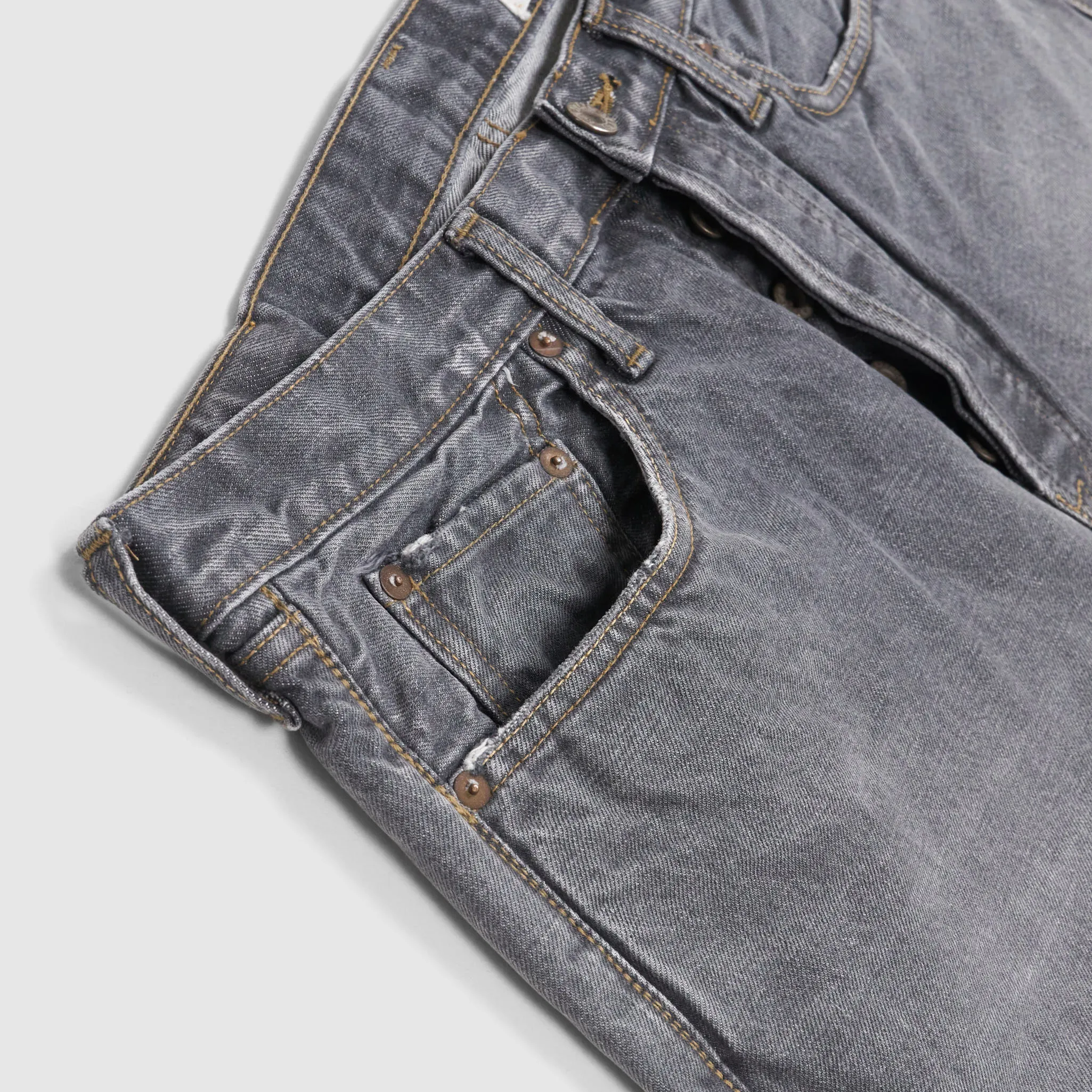 Kapital 5-Pocket Black Hard Washed Denim Jeans