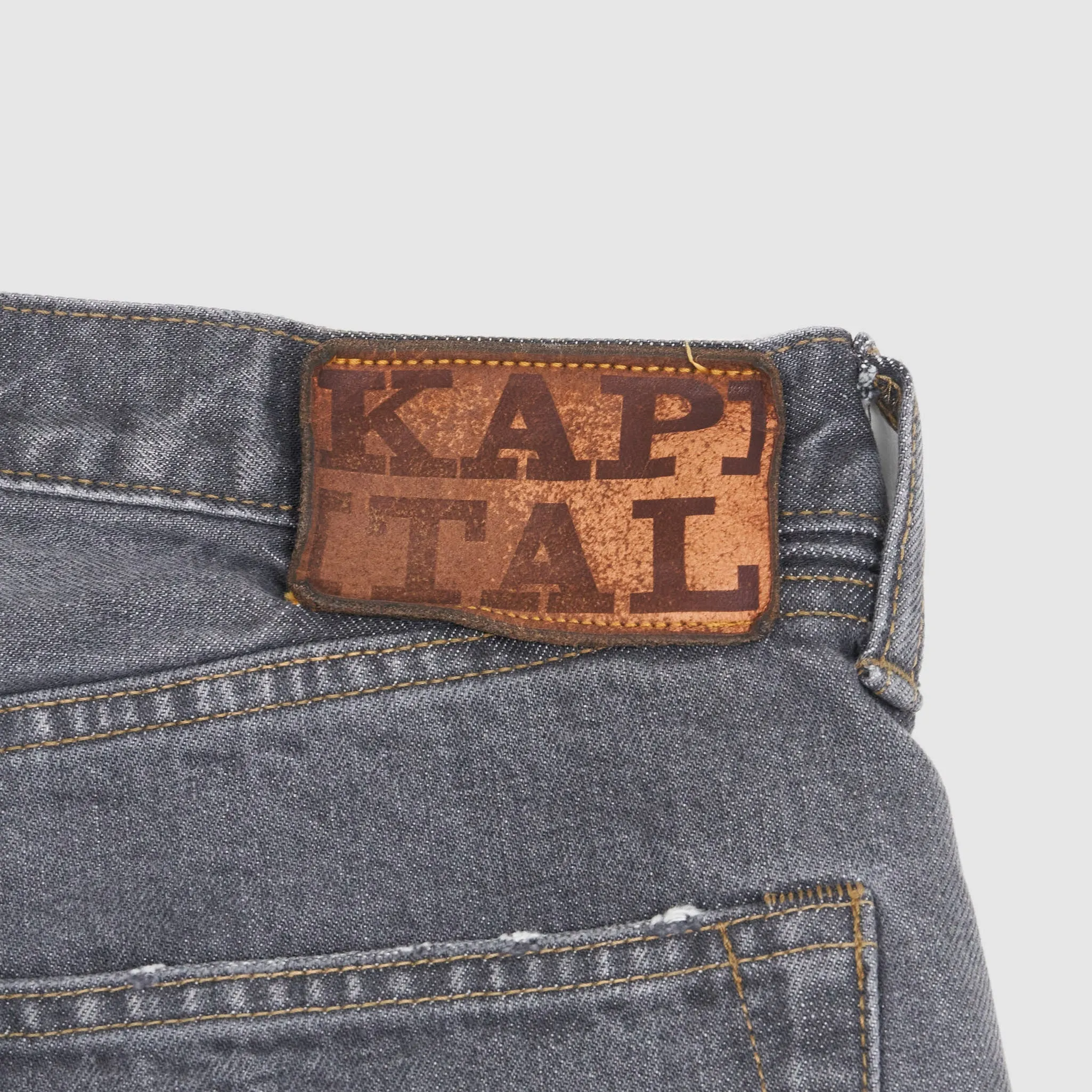 Kapital 5-Pocket Black Hard Washed Denim Jeans