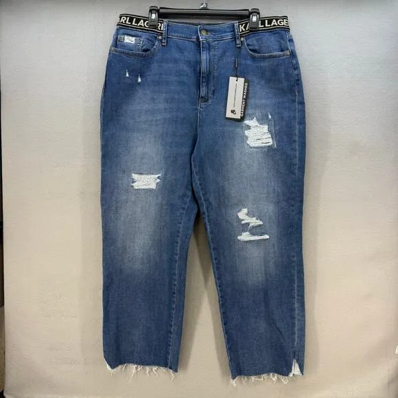 Karl Lagerfeld Paris Jeans Women's 16 Blue Cannes Straight High Rise L2TK2276