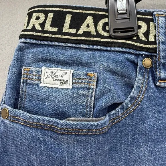 Karl Lagerfeld Paris Jeans Women's 16 Blue Cannes Straight High Rise L2TK2276