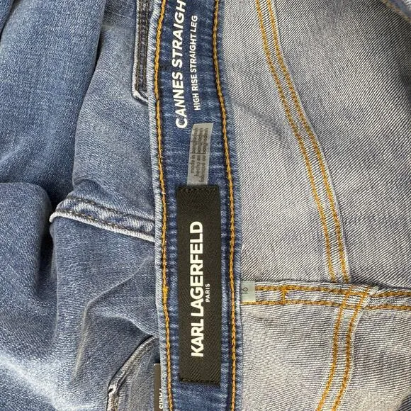 Karl Lagerfeld Paris Jeans Women's 16 Blue Cannes Straight High Rise L2TK2276