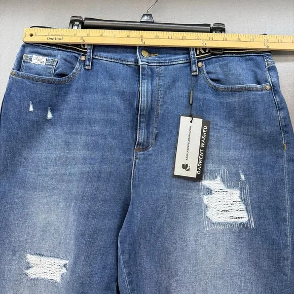 Karl Lagerfeld Paris Jeans Women's 16 Blue Cannes Straight High Rise L2TK2276