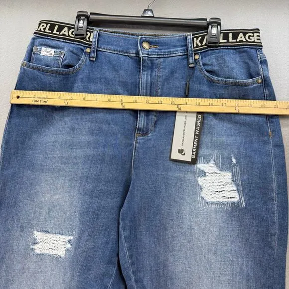 Karl Lagerfeld Paris Jeans Women's 16 Blue Cannes Straight High Rise L2TK2276