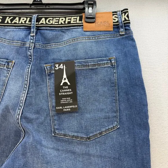 Karl Lagerfeld Paris Jeans Women's 16 Blue Cannes Straight High Rise L2TK2276