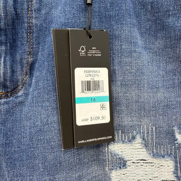 Karl Lagerfeld Paris Jeans Women's 16 Blue Cannes Straight High Rise L2TK2276