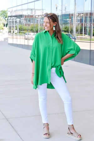 Kelly Green Oversized Button Down Shirt