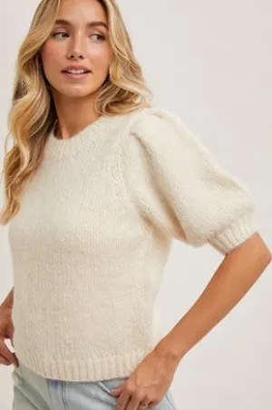 Knit Puffed Sleeve Sweater