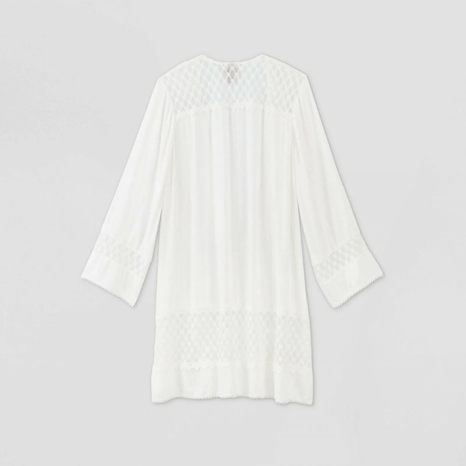 Knox Rose Women's Long Sleeve Solid Lace Detail Kimono Jacket