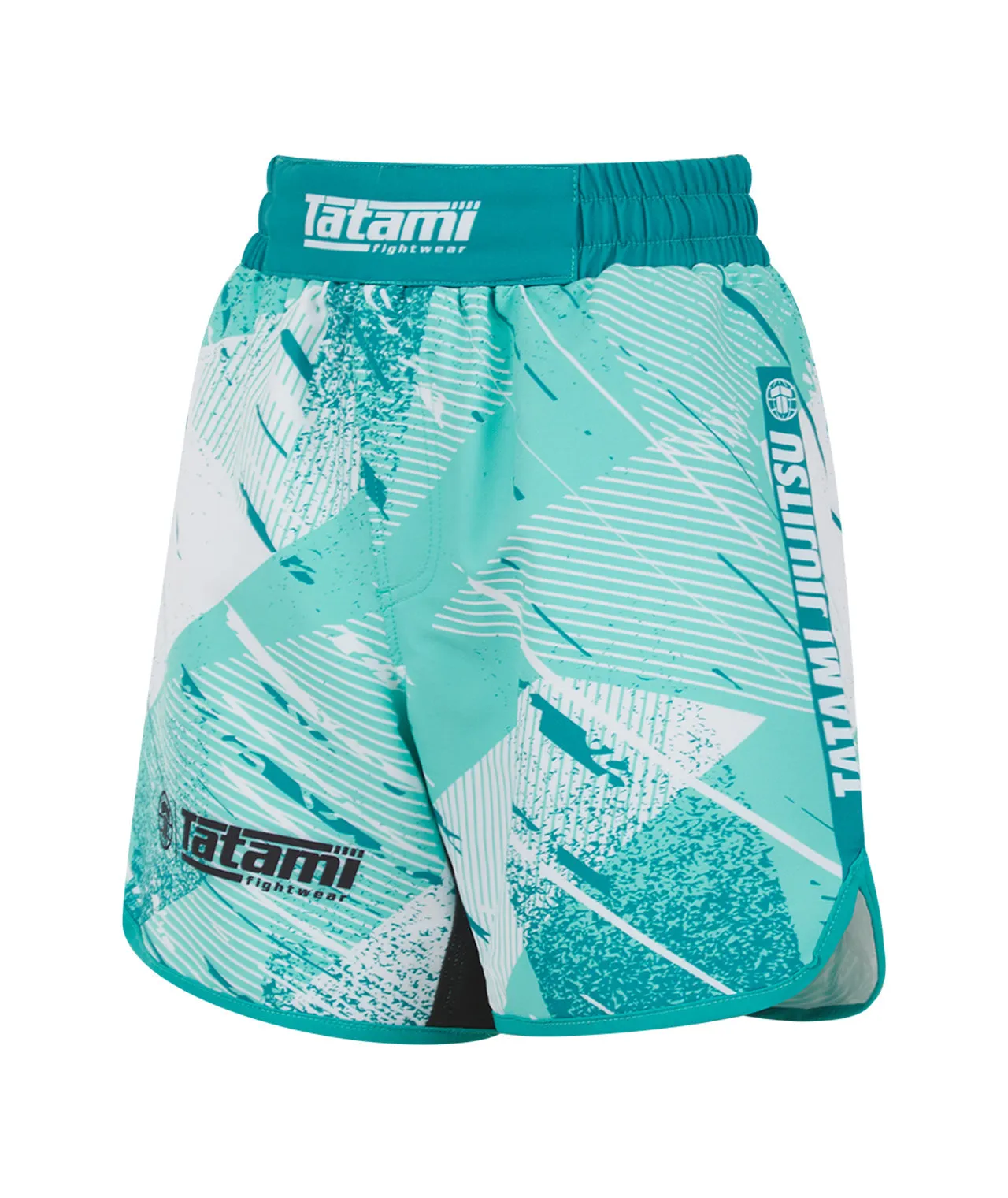 Ladies Abstract High Cut Shorts - Aquamarine