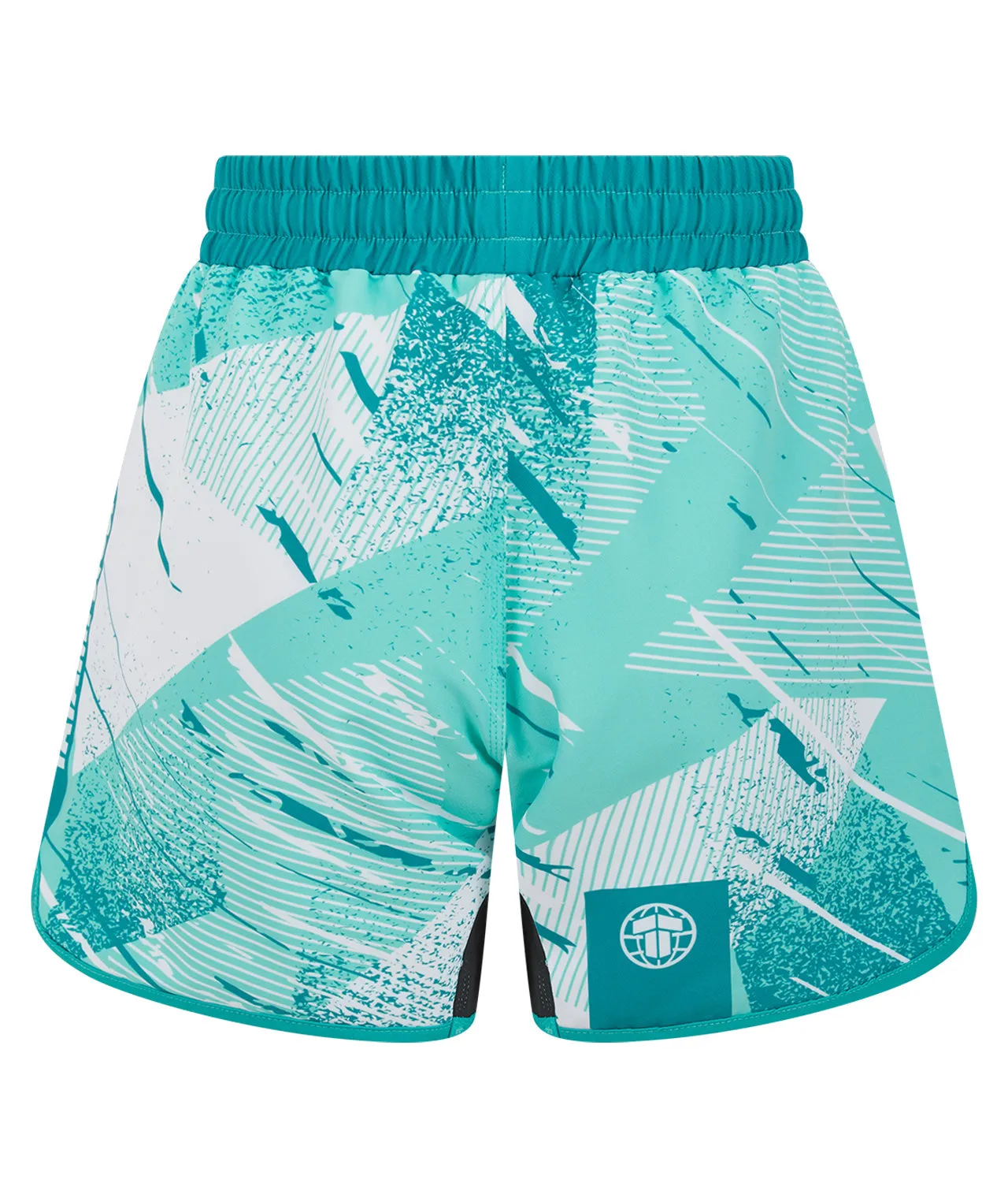 Ladies Abstract High Cut Shorts - Aquamarine