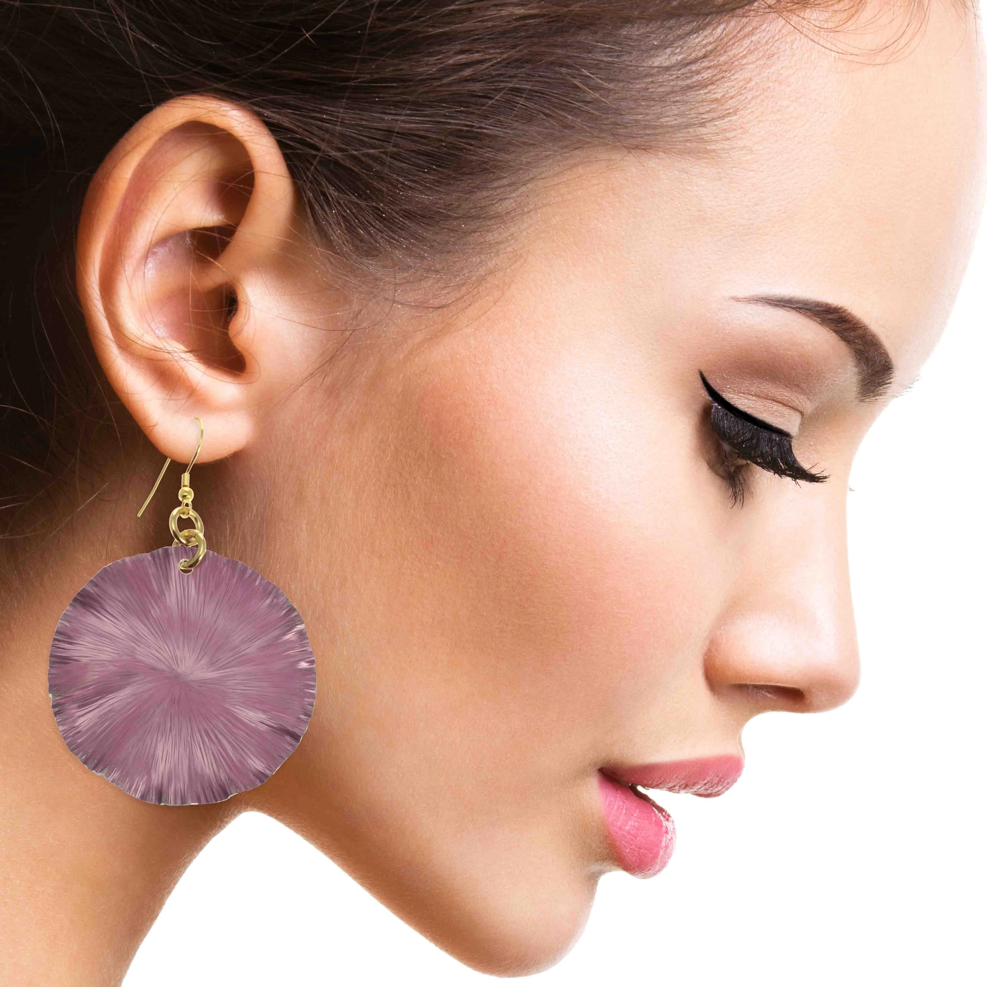 Large Mauve Anodized Aluminum Large Lily Earrings