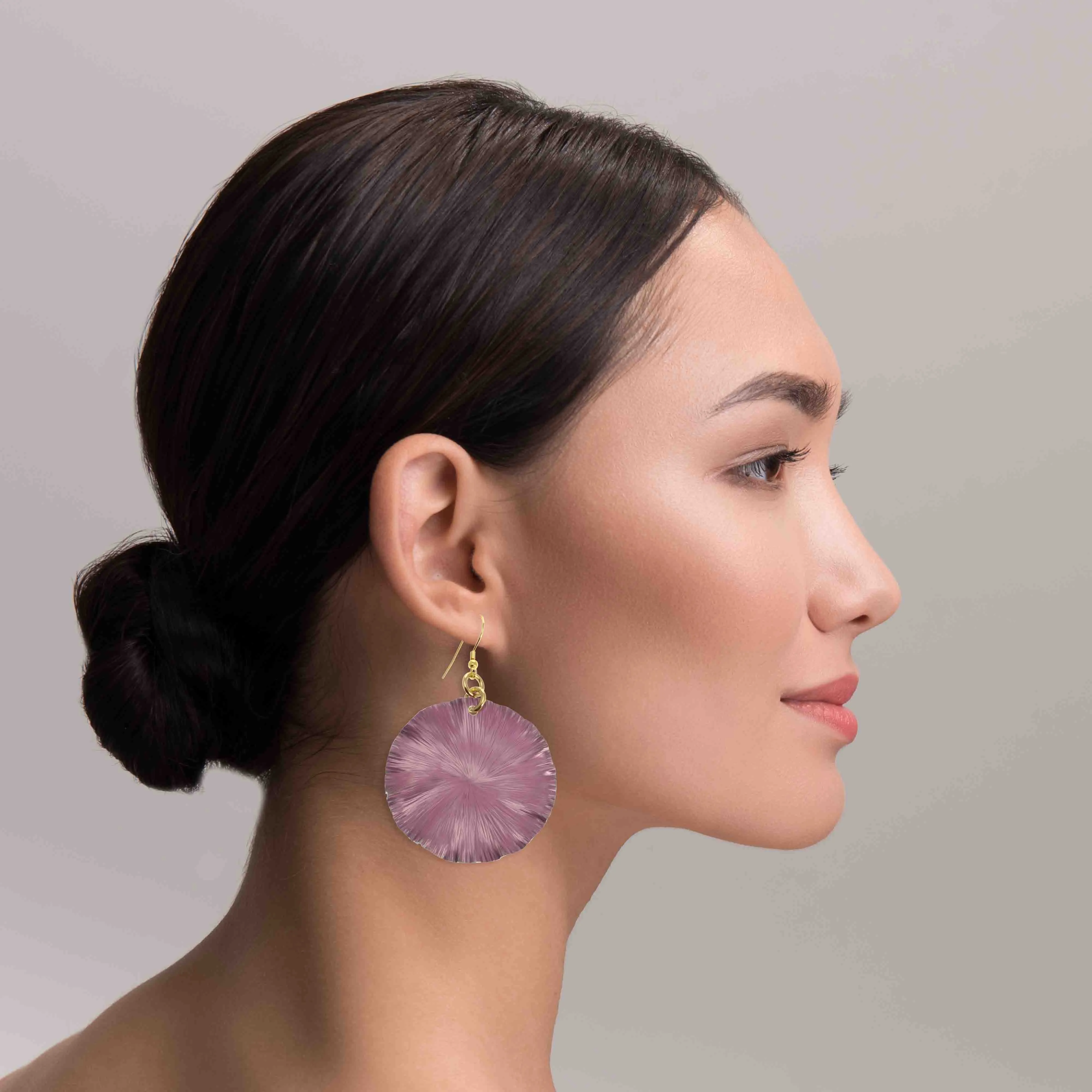 Large Mauve Anodized Aluminum Large Lily Earrings