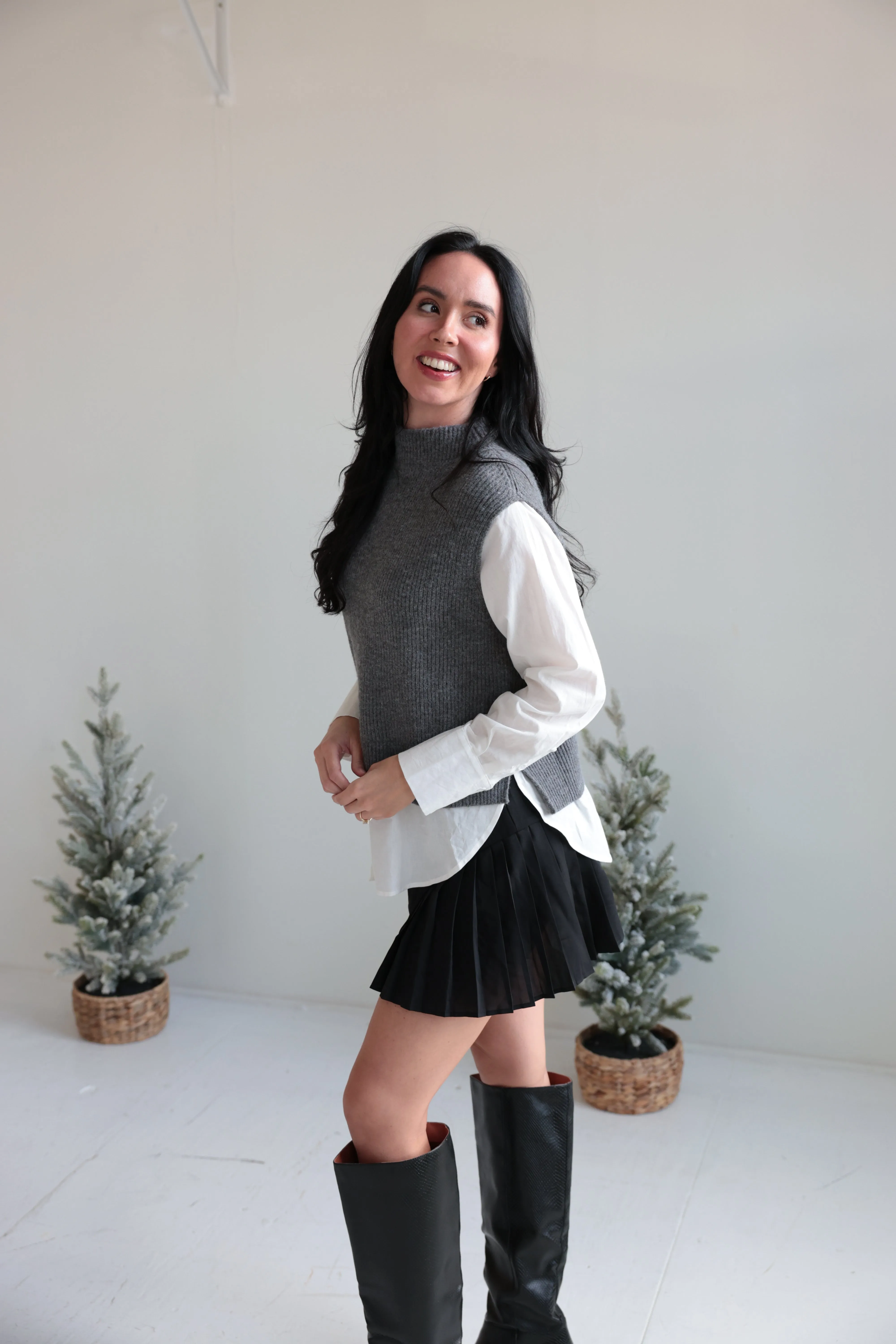 Layered Knit Vest and Shirt Combo-Final Sale