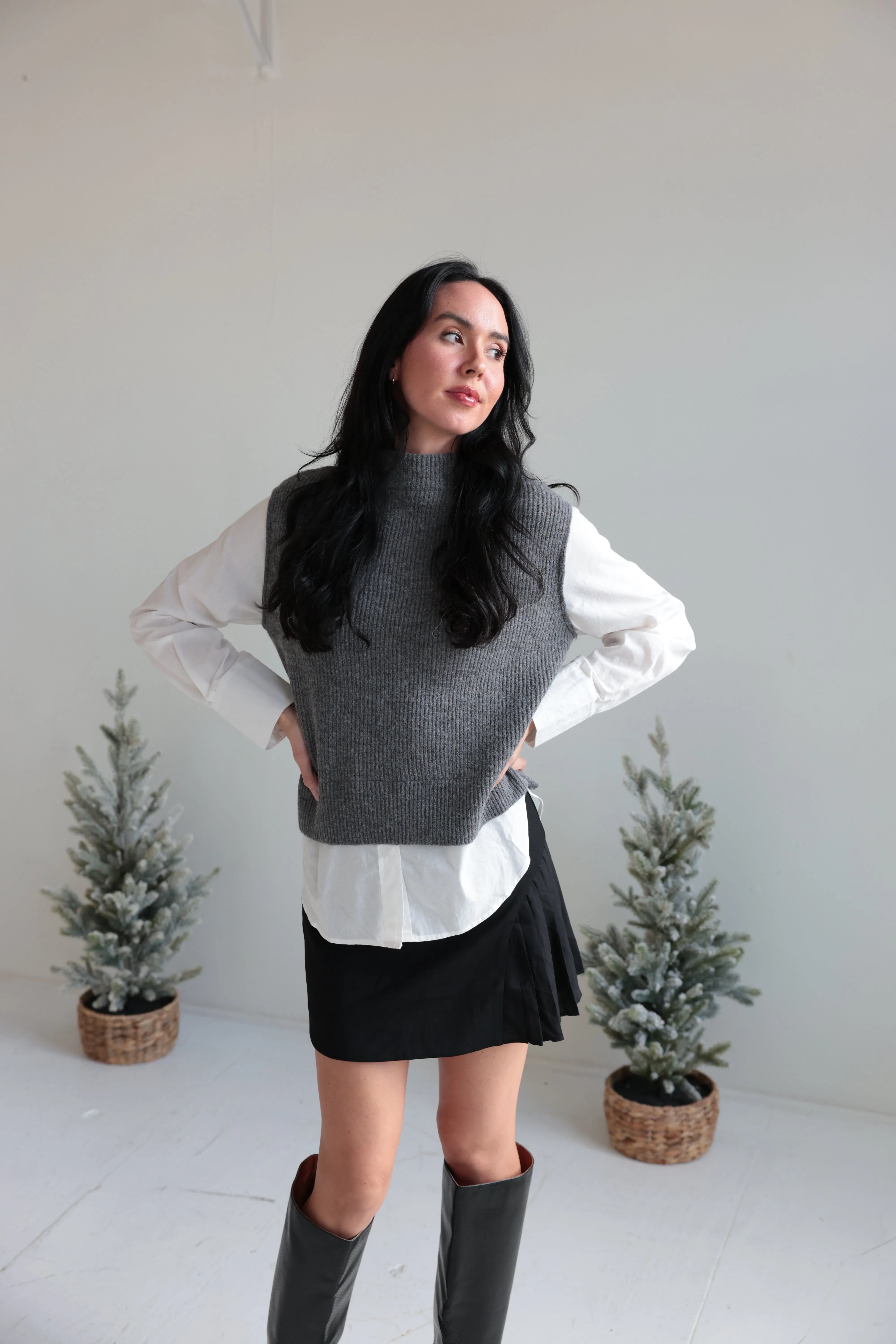 Layered Knit Vest and Shirt Combo-Final Sale