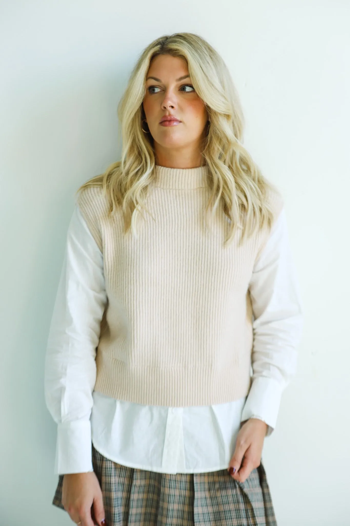 Layered Knit Vest and Shirt Combo-Final Sale