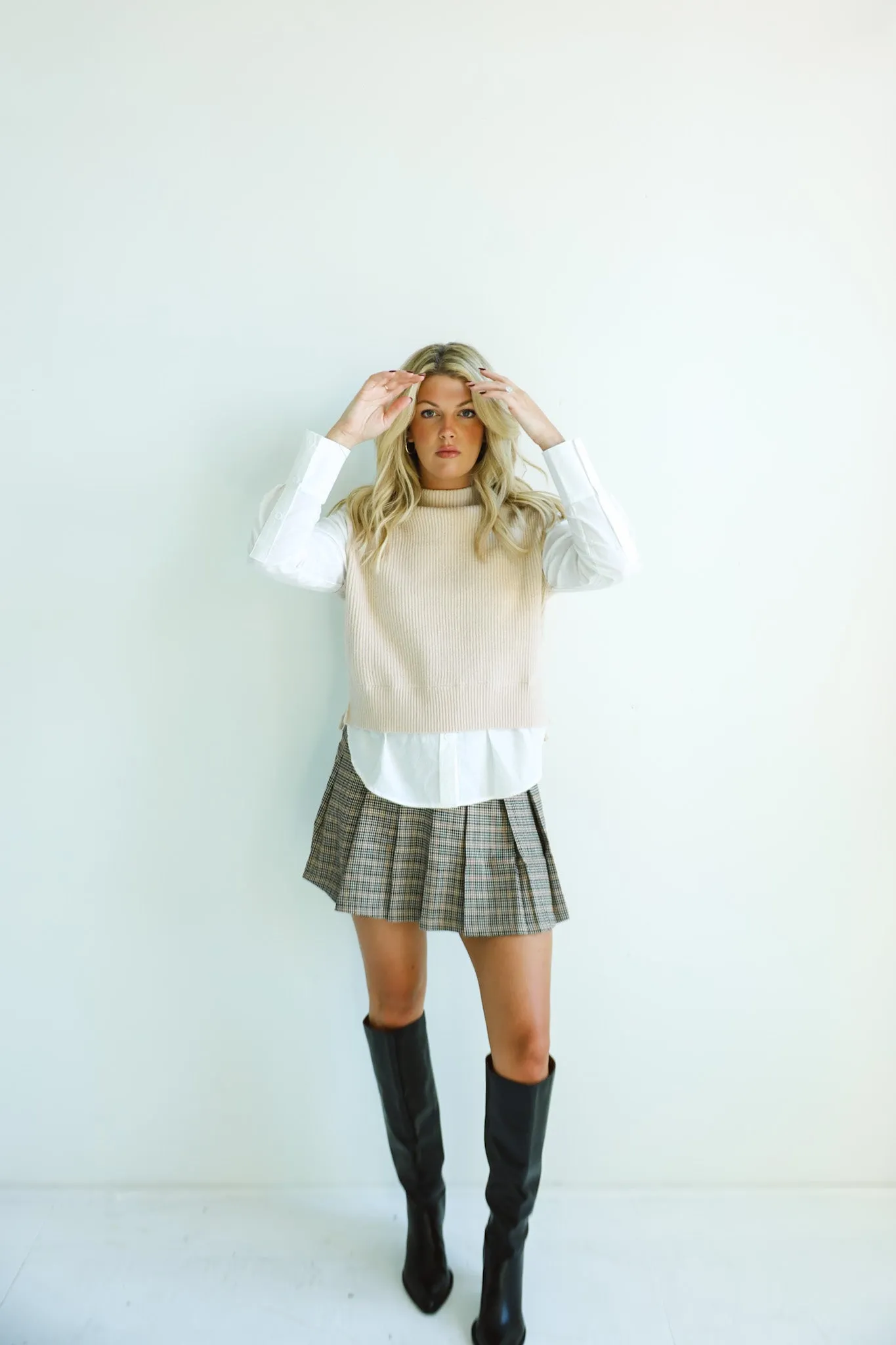Layered Knit Vest and Shirt Combo-Final Sale