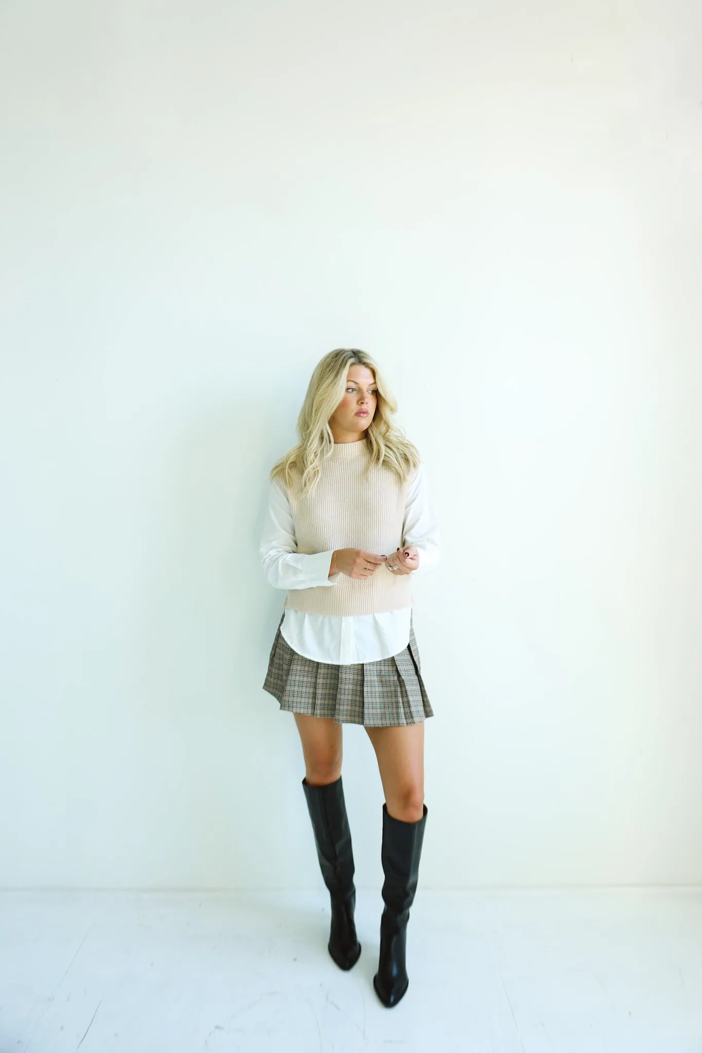 Layered Knit Vest and Shirt Combo-Final Sale