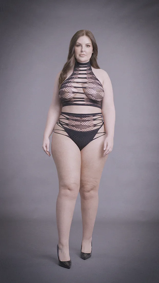 Le' Desir Shade Carpo Two Piece with Turtleneck, Crop Top and Panty