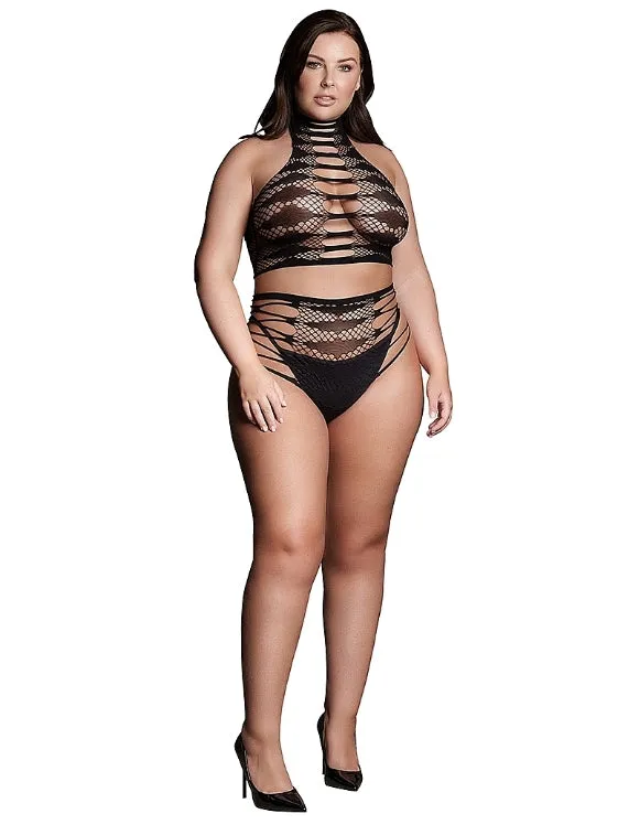 Le' Desir Shade Carpo Two Piece with Turtleneck, Crop Top and Panty