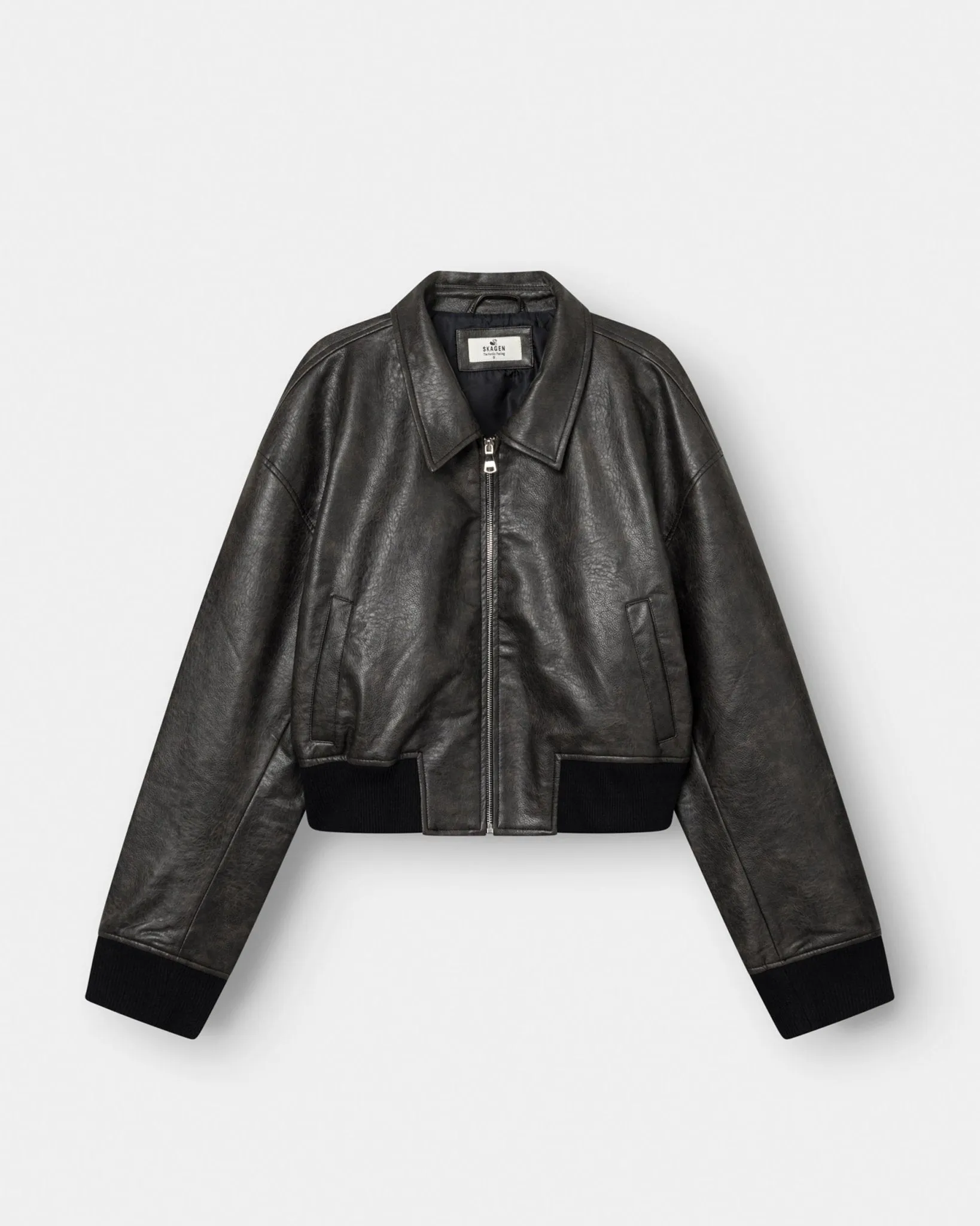 Leather Bomber Jacket Dark Brown
