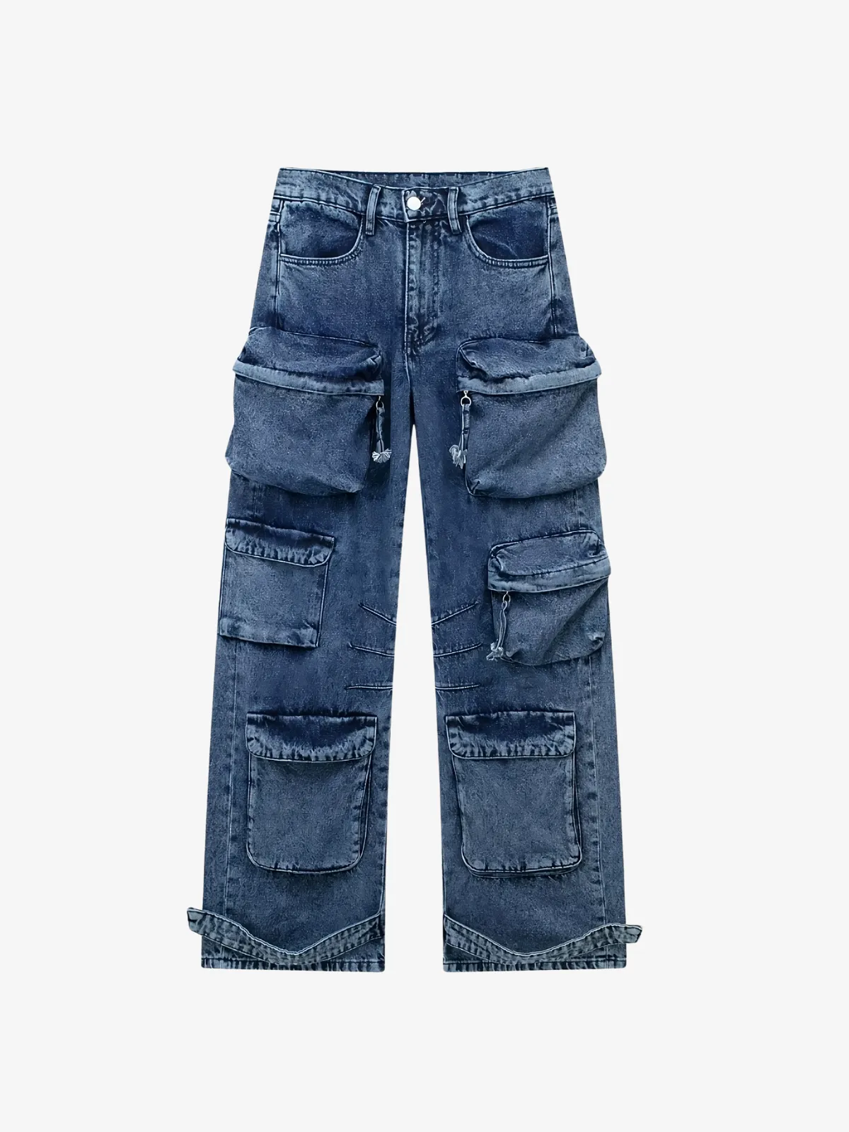 LEISURE MULTI-POCKET HIGH WAIST JEANS