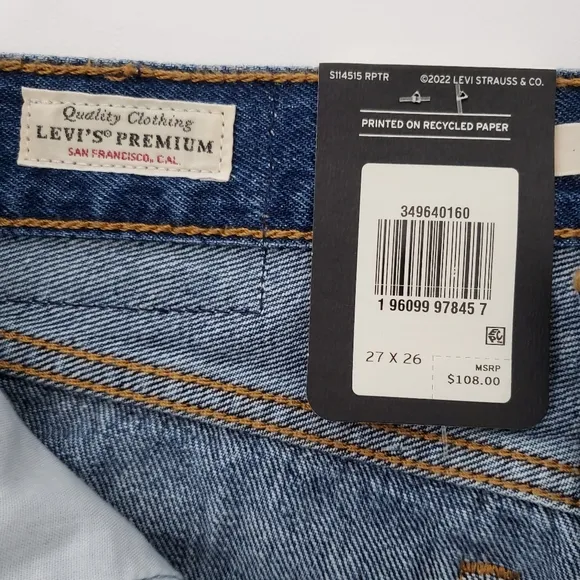 Levi's Premium Womens Wedgie Straight Jeans High Rise Size 27 x 26 Distressed