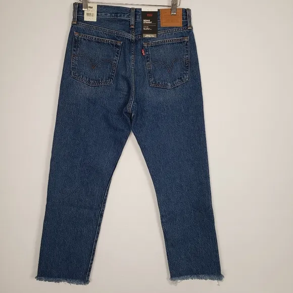 Levi's Premium Womens Wedgie Straight Jeans High Rise Size 27 x 26 Distressed