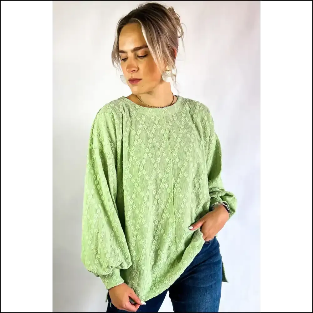 Light Green Textured : Drop Shoulder Diva Drip 💅 - Needful Things