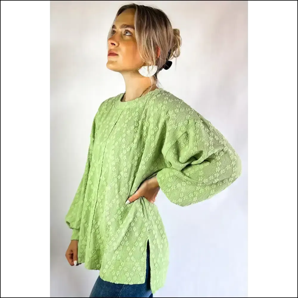 Light Green Textured : Drop Shoulder Diva Drip 💅 - Needful Things