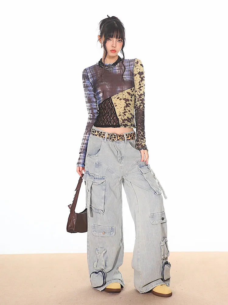 Light Vintage Wash Oversized Cargo Jeans
