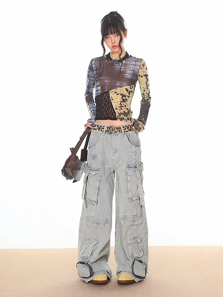 Light Vintage Wash Oversized Cargo Jeans